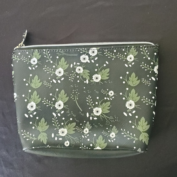 Dabney Lee Black Floral Double Sided Zip Top Cosmetic Makeup Anything Bag. - Picture 12 of 15